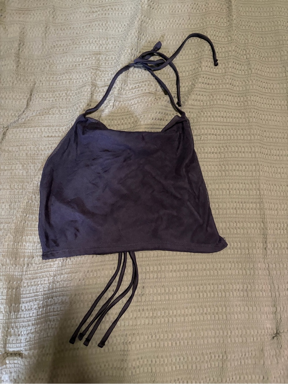 Halter Tie-Back Crop Top in Black